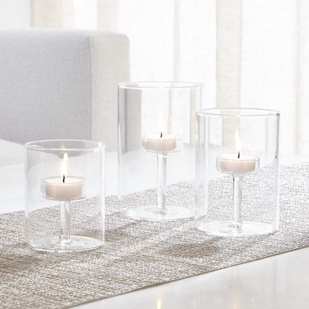 Elegant Glass Tealight Candle Holder 3 Pcs Set NEW
